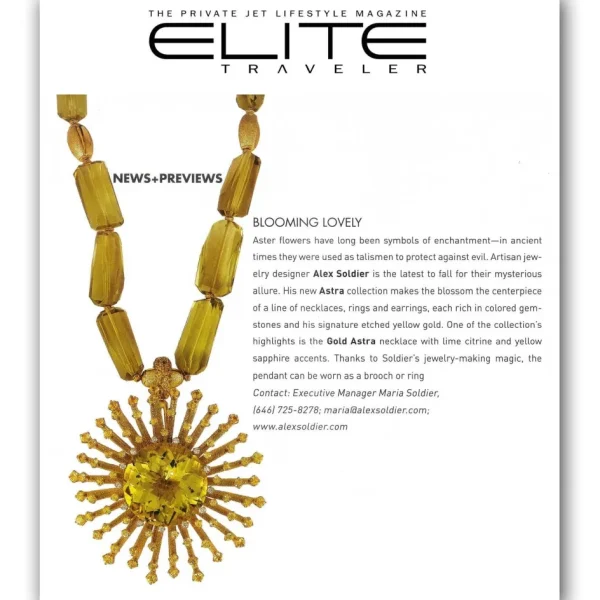 Pendants*Alex Soldier Gold Astra Pendant/Necklace with Lemon Quartz & Diamond