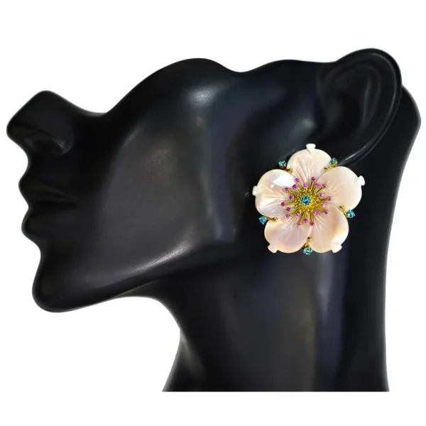 Citrine Jewelry | Pearl Earrings*Alex Soldier Gold Blossom Convertible Double Drop Earrings with Carved Mother Of Pearl