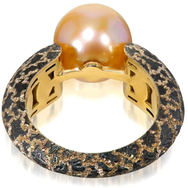 Designer Rings | Pearl Rings*Alex Soldier Gold Ring with Freshwater Peach Pearl